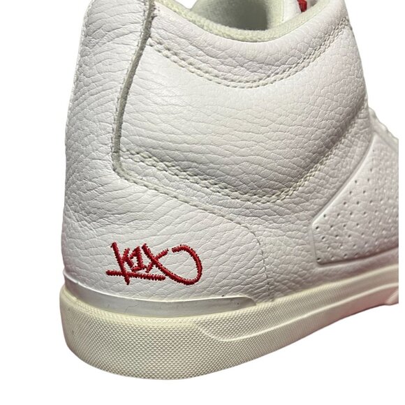 K1X Mens 93 Mid Top White Basketball Sneakers Size 11 Leather Red Detailing - Picture 4 of 9